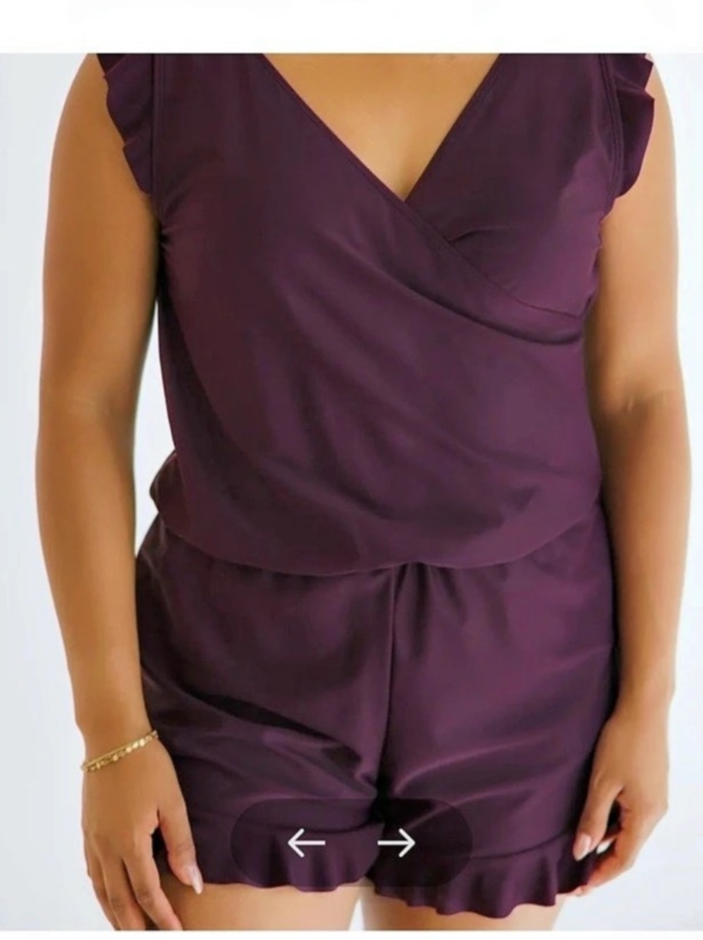 Honey Mark Ginger Swim Romper in Deep Berry Size XS Like New.